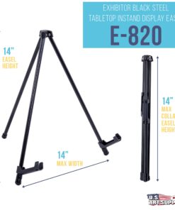 Alternative view of U.S. Art Supply 14" High Exhibitor Black Steel Tabletop Instant Display Easel - Small Portable Tripod Stand, Adjustable Holders - Display Paintings, Framed Pictures, Event Signs, Posters, Holds 5 lbs 1