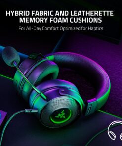Razer Kraken V3 HyperSense Wired USB Gaming Headset w/Haptic Technology: Triforce Titanium 50mm Drivers - THX Spatial Audio - Hybrid Fabric & Leatherette Memory Foam Cushions - Detachable Mic 60 81864AIZePL