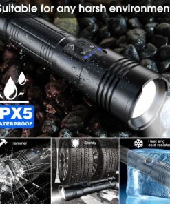 HAUSBELL A300 Rechargeable flashlights 20000 Lumens Super Bright Zoomable Waterproof Tactical Camping LED Flashlight with 5 Modes (Battery exclude) A300 1PACK 28 8186I6hbZVL