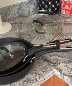 GoodCook 12-Piece Micro-Divot Nonstick Aluminum Cookware Set with Pans, Dutch Oven, Spoon and Turner, Black (6184) 12 piece set 44 8186aG9bkAL