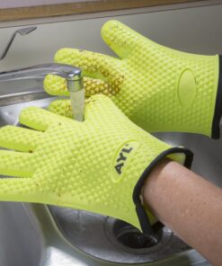 AYL Grilling Gloves, Heat Resistant Gloves BBQ Kitchen Silicone Oven Gloves, Safe Handling of Hot Food, Pots and Pans for Barbecue, Cooking, Baking - Internal Protective Cotton Layer 27 8187eGrSodL