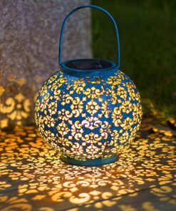 Homeimpro Solar Big Lantern Hanging Garden Outdoor Waterproof Decorative Lights Metal Table Lamp for Patio, Yard, Christmas Gift, 2023 New Updated Bottom Pattern (1Pack, Teal Blue) 32 8187r68z8L