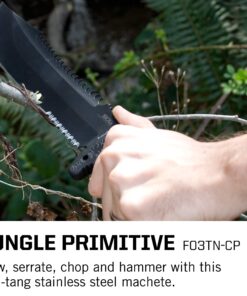 SOG Jungle Primitive Fixed Blade- Field and Camping Tactical Machete with Sheath for Clearing Brush, Full Tang Survival Knife 15.3 Inches (F03TN-CP), Steel,Black 27 8188 1LLSZL