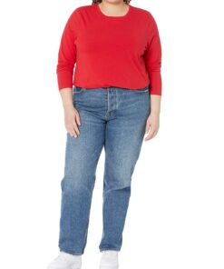 Amazon Essentials Women's Classic-Fit Long-Sleeve Crewneck T-Shirt (Available in Plus Size) Large Cherry Red 15 8189QkdI7L