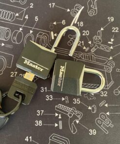 Master Lock Covered Aluminum Padlock with Key, Black, 4 count (Pack of 1) 4 count (Pack of 1) 35 818ALw0BsaL