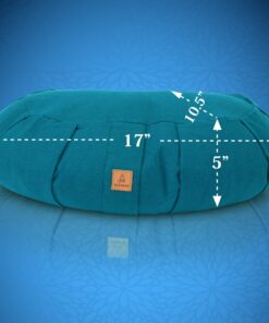 Seat Of Your Soul Crescent Meditation Cushion –10 Colors Half-Moon Yoga Pillow; Organic Cotton Zafu Cover & Zipper Liner to Adjust USA Buckwheat Hulls; Floor Pouf for Sitting Kids, Men or Women Aqua Teal 12 818AMXcruL