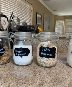 OAMCEG 4 Pack Wide Mouth Mason Jars - 34 OZ Airtight Glass Canning Jars with Leak Proof Rubber Gasket and Clip Top Lids, Perfect for Storing Coffee, Sugar, Flour or Sweets J-1L 35 818AkZoHukL