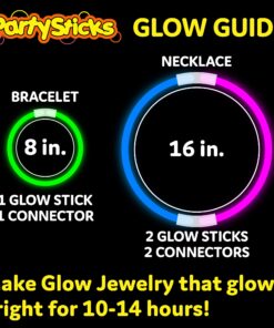 PartySticks Glow Sticks Jewelry Bulk Party Favors 300pk and Connectors - 8" Glow in The Dark Party Supplies, Neon Party Glow Necklaces and Glow Bracelets for Kids and Adults 300 Pack 21 818BXTBFIfL