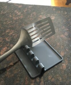 Silicone Spoon Rest for Stove Top with Drip Pad (Two Pack) - Heat Resistant, BPA Free Utensil Rest & Spoon Holder for Kitchen Counter - Grill Utensil Holder for Spatulas, Tongs, Ladles - Grey Medium - 2 Packs Gray 35 818CkmrDdJL