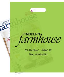 Alternative view of 100 Lime Green Frosted Merchandise Bag, 12"x15" with Die Cut Handle, No Gusset, 2.0 Mil. Custom Printed Lime 12"x15"