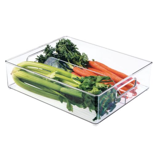 iDesign Recycled Plastic Resipreme Divided Fridge and Freezer, 12” x 4” x 14.5”, Clear 1 Pack