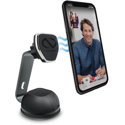 Naztech MagBuddy Desktop Cell Phone Holder Mount [Hands-Free - Eye Level] Universal Compatibility for iPhone 14 / 13 / 12 / 11 /Pro / Pro Max, Galaxy S23 /S22 /S21, Pixel, Devices & More [Black] 14572