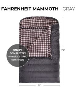 TETON Sports Mammoth Queen Size Sleeping Bag- Double Sleeping Bag – A Warm Bag The Whole Family can Enjoy – Great Sleeping Bag for Camping, Hunting and Base Camp. Compression Sack Included Grey (Cotton Flannel Liner) Mammoth 0F 33 818DgX4fYkL