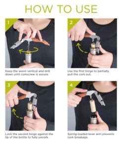 True Sommelier Waiter's Corkscrew - Professional Wine Bottle Opener, Wine Accessories, Gift for Wine Lovers, Stainless Steel - Set of 1, Silver 14 818GCa41mnL