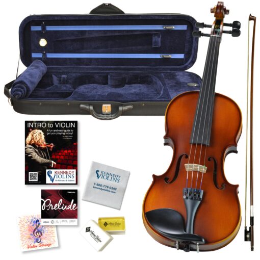 Ricard Bunnel G2 Violin Outfit 4/4 Size - Carrying Case and Accessories Included - Solid Maple Wood and Ebony Fittings By Kennedy Violins 4/4 Standard Packaging