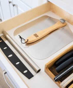 OUII Pizza Peel Aluminum Metal Pizza Paddle - 12 x 14 inch. Pizza Cutter Rocker 14'' Blade Pizza Spatula for Pizza Stone, Pizza Oven Accessories. Pastry, Dough, Bread Peel and Rocker Knife Pizza Tools 12" X 14" NON-PERFORATED 26 818HIWb6yQL