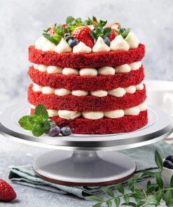Kootek Aluminium Alloy Revolving Stand 12" Cakes Turntable with 12.7" Angled Frosting, 3 Comb Icing Smoother, Silicone Spatulas Pie Server/Cutter Baking Decorating Tools 30 818HPItr1CL
