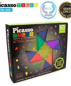 PicassoTiles Kids Toy Building Block Set Glow in The Dark Children Construction Kit Magnet Tiles Magnetic STEM Interlocking Playboard Educational Learning Stacking Blocks Child Brain Development PT60 17 818Hq NYNPL