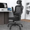 LANDOMIA Ergonomic Office Desk Chair - Mesh Office Chair with Flip up Arms & Adjustable Back Height - Comfortable Computer Task Chairs with Lumbar Support for Heavy People Black 38 818HqBeQfOL