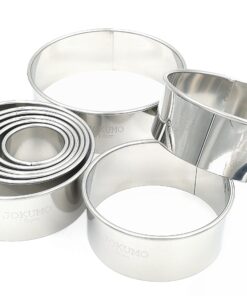 JOKUMO 9 Piece Extra Large Chef Grade Plain Round Pastry/Cookie Cutter Set - Extra Thick Premium 18/8 304 Stainless Steel - Marked Size for Professional Chefs and Ambitious Home Cooks 9 Pcs Chef Grade Plain Round Cutter Set 11 818IAHGFSyL