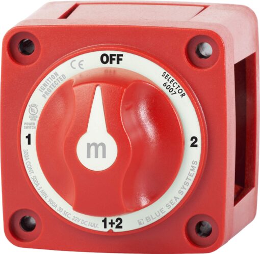 Blue Sea Systems 6007 m-Series Battery Switch Selector 4 Position, Red One size Selector 4 Pos.