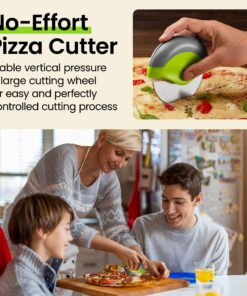 Alternative view of Kitchy Pizza Cutter Wheel with Protective Blade Cover, Ergonomic Pizza Slicer (Green) Green