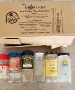 14 Pcs Talented Kitchen Spice Jars Set with 269 Spice Labels, Empty Square Spice Bottles Containers 4 oz with Pour/Sift Shaker Lid, Spice Organization, and Storage 33 818Is7uP7L
