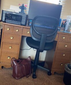 Amazon Basics Low-Back, Upholstered Mesh, Adjustable, Swivel Computer Office Desk Chair, Black, 21.25"D x 22.5"W x 38"H 36 818JfLPCubL