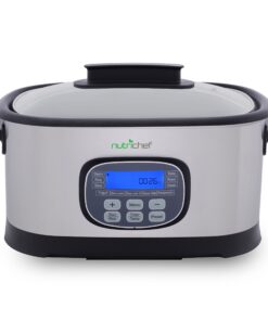 Alternative view of NutriChef Slow Cooker Electric Steamer - Sous Vide Cooking Mode, Stainless Steel High Pressure Multi-Cooker Crock Pot with Digital LCD Display, 11 Preset Cooking Modes, 6.5 Quart Capacity AZPKPC45