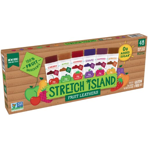 Stretch Island Fruit Leather Snacks Variety Pack, Cherry, apple, strawberry, apricot, grape, respberry, 0.5 Ounce (Pack of 48) Assorted 48 Count