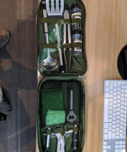 Camp Kitchen Cooking Utensil Set Travel Organizer Grill Accessories Portable Compact Gear for Backpacking BBQ Camping Hiking Travel Cookware Kit Water Resistant Case (Green 13 Piece Set) Green 37 818KlOzJIeL