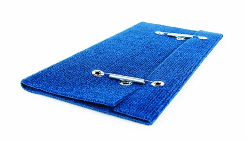 Camco Wrap Around Step Rug | Protects Your RV from Unwanted Tracked in Dirt | Works on Electrical and Manual RV Steps | Blue (42924)