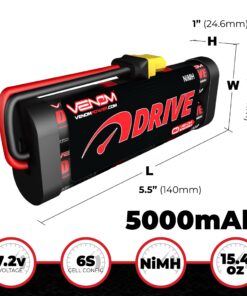 Alternative view of Venom Power - 7.2V 5000mAh 6-Cell NiMH RC Battery - HXT 4.00mm Plug, 12 AWG Soft Silicone Wire Connector - for Remote Controlled Vehicles, 1/10 Redcat Buggy, Car, Truck and Crawler