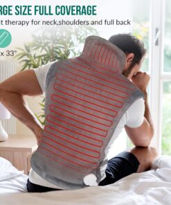 Snailax Heating Pad for Back Pain Relief, Electric Large Heating Pad for Neck and Shoulders,Cramps, Neck Warmer Weighted Wearable Back Heated Wrap, 6 Heat Settings & Auto Shut Off, Washable,Gifts 24" x 33"Gray 49 818NAAKp3qL