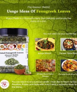 TAJ Kasoori Methi, Dried Fenugreek Leaves, 1oz (28g) 1 Ounce (Pack of 1) 10 818NVjPpuL