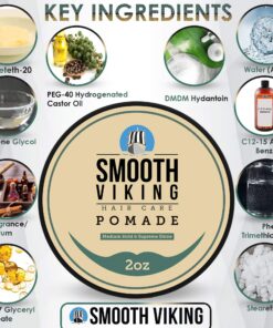 Alternative view of Hair Pomade for Men | Smooth Viking Pomade for Men Medium Hold & High Shine (2 Ounces) - Water Based Mens Hair Pomade for Straight, Thick and Curly Hair