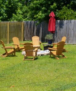 Best Choice Products Folding Adirondack Chair Outdoor Wooden Accent Furniture Fire Pit Lounge Chairs for Yard, Garden, Patio w/ 350lb Weight Capacity - Brown Natural 42 818OzIQEHOL