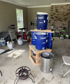 GasOne BS-64 Stainless Steel Kettle Pot Pre Drilled 4 PC Set Quart Tri Ply Bottom for Beer Includes Lid Ball Valve, Thermometer, Spigot-Home Brewing Supplies, 64 QT/16 GALLON 19 818PbYGJNL