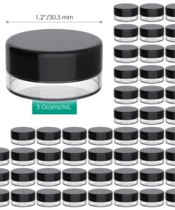 Houseables 3 Gram Jar, 3 ML, Black, 50 Pk, BPA Free, Cosmetic Sample Empty Container, Plastic, Round Pot, Screw Cap Lid, Small Tiny 3g Bottle, for Make Up, Eye Shadow, Nails, Powder, Paint, Jewelry 50 Count 27 818RuzVvq2L