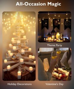Homemory 12-Pack Flameless LED Tea Lights Candles Battery Operated, 200+Hour Fake Electric Candles TeaLights for Votive, Aniversary, Wedding Centerpiece Table Decor, Funeral, Halloween, Christmas Warm White Glow, White Base Pack of 12 26 818Sr7LI3dL