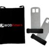 WODFitters Textured Leather Hand Grips for Cross Training, Kettlebells, Powerlifting, Chin Ups, Pull Ups, WODs & Gymnastics – with Grips Storage Pouch Grey Extra Small 17 818StoiJmL