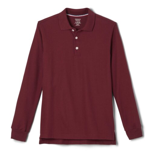 French Toast Boys' Long-Sleeve Pique Polo Shirt 8 Burgundy