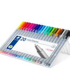 Alternative view of Staedtler Triplus Fineliner Pens, .3mm, Metal Clad Tip, 20-Pack, Assorted (334SB20BK) 1 Count (Pack of 20)
