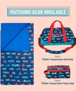 Wildkin Kids Sleeping Bags for Boys & Girls, Measures 57 x 30 x 1.5 Inches, Cotton Blend Materials Sleeping Bag for Kids, Ideal Size for Parties, Camping & Overnight Travel (Transportation),Blue Blue 8 818UMQNF7L