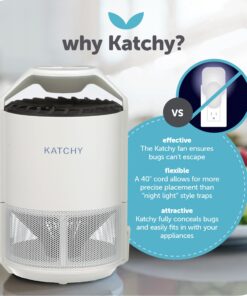 Katchy Indoor Insect Trap - Catcher & Killer for Mosquitos, Gnats, Moths, Fruit Flies - Non-Zapper Traps for Inside Your Home - Catch Insects Indoors with Suction, Bug Light & Sticky Glue (White) Original White 25 818W1BCylDL
