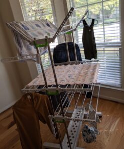 Newerlives BR505 3-Tier Collapsible Clothes Drying Rack with Casters, Laundry Drying Rack, Stainless Steel Hanging Rods, Indoor & Outdoor Use 34 818WR21WfRL 2