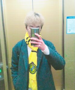 Harry Potter Hufflepuff Patch Knit Scarf,Yellow,One Size 7 818WpTzSJlL
