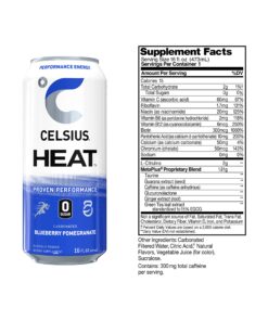 CELSIUS HEAT Blueberry Pomegranate Performance Energy Drink, Zero Sugar, 16oz. Can (Pack of 12) HEAT Sparkling Blueberry Pomegranate 7 818aL4FiODL