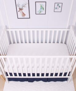 CaSaJa Classic Microfiber Crib Skirt with 2 Sides Pleated, Soft Breathable Dust Ruffle Fits Standard Crib and Toddler Bed, Navy Blue Color for Boys, 14 inches Drop, Navy 17 818aPRKoiBL
