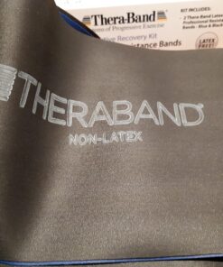 THERABAND Resistance Bands Set, Professional Elastic Band For Upper & Lower Body Exercise, Strength Training without Weights, Physical Therapy, Lower Pilates, & Rehab, Blue & Black, Advanced Non Latex Blue/Black - Advanced Set 23 818aspu4ksL